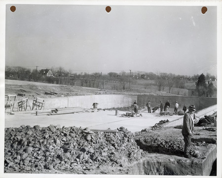 Photograph of people constructing the swimming pool at Edmundson Park in Oskaloosa