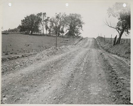 Photograph of a farm to market road two miles east of Columbia in Marion County