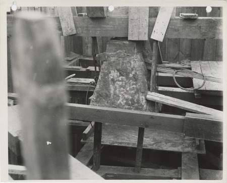Photograph of a railroad signal base at E 20th and Capitol in Des Moines