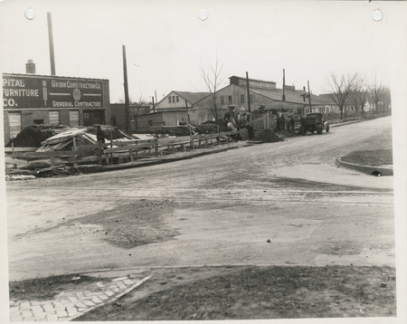 Photograph of storm sewer construction at New York St. in Des Moines