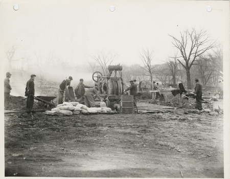 Photograph of construction at the State Fairgrounds in Des Moines