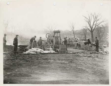 Photograph of construction at the State Fairgrounds in Des Moines