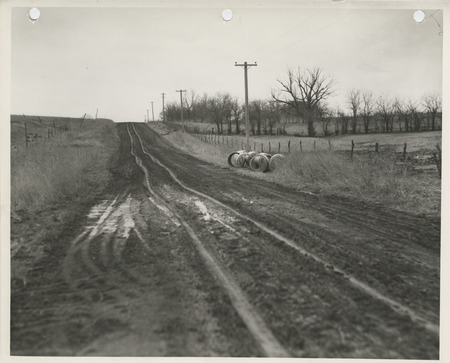 Photograph of drain tiles for a farm to market road in Ringgold County
