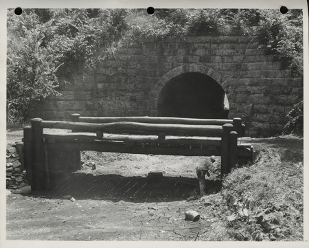 Photograph of a wooden bridge on the college golf course in Ames
