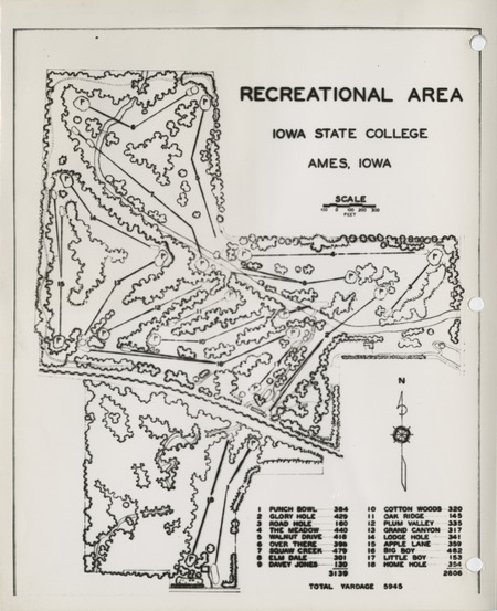 Architectural drawing of the college golf course in Ames
