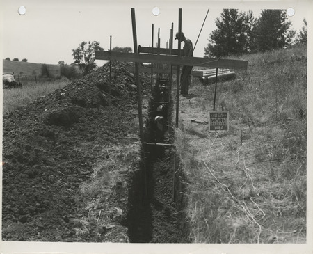 Photograph of the construction of a sanitary sewer in Ames