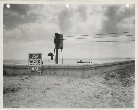 Photograph of completed reservoir in Missouri Valley