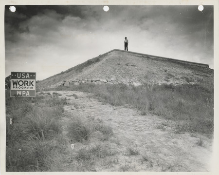 Photograph of completed reservoir in Missouri Valley