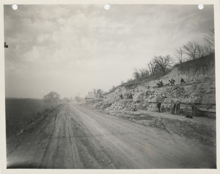 Photograph of quarry and rock used for riprap work in Glenwood
