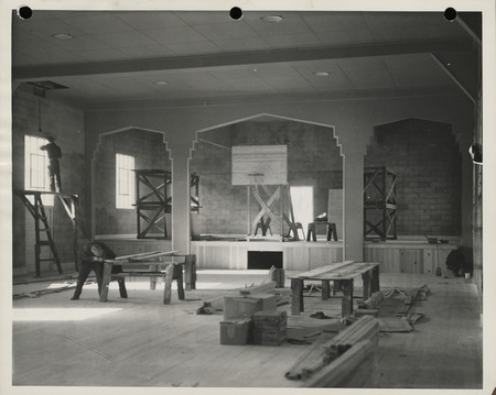Photograph of the interior view of the community building in Hastings