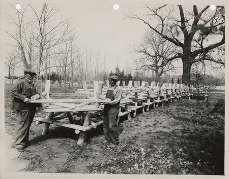 Photograph of 100 tables to be used in the Lewis and Clark State Park