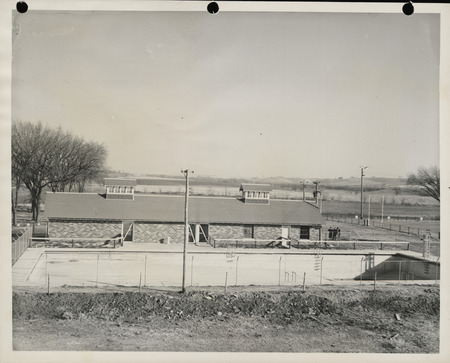 Photograph of the swimming pool and the athletic field in Villisca