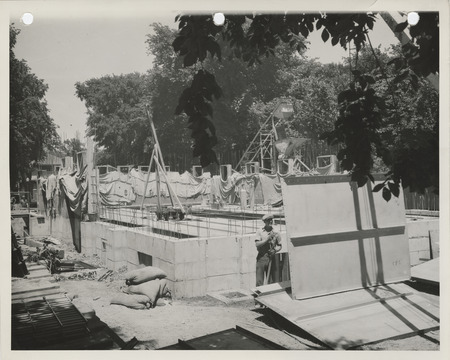 Photograph of the construction of Page County Jail in Clarinda