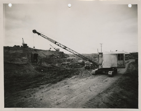 Photograph of dragline removing dirt at the quarry in Macedonia