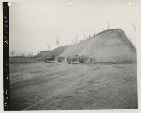 Photograph of the construction of athletic field at the Abraham Lincoln High School in Council Bluffs