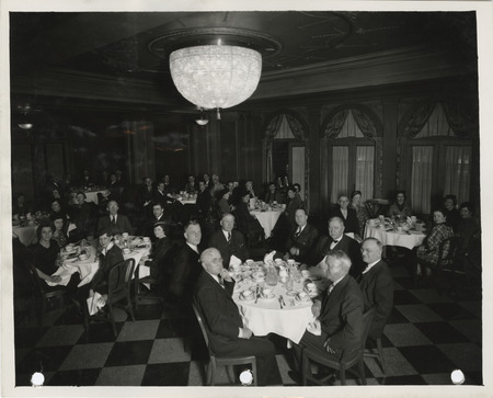 Photograph of the WPA Officials dinner at Clifton Hotel in Council Bluffs