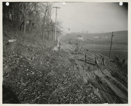 Photograph of people grading Spencer Avenue in Council Bluffs