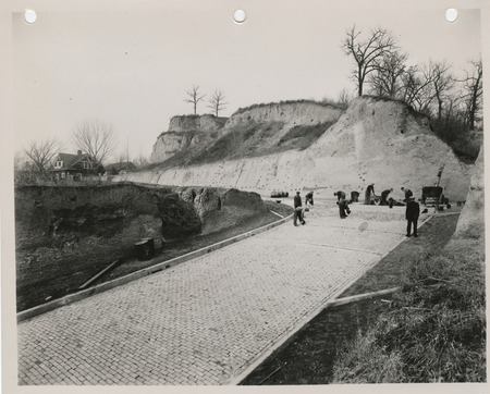 Photograph of people paving Lawton Terrace in Council Bluffs