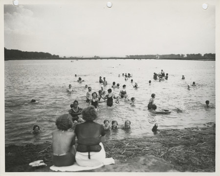 Photograph of people in Lake Manawa in Council Bluffs