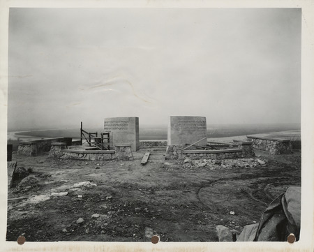 Photograph of the construction of the Lewis and Clark monument in Council Bluffs