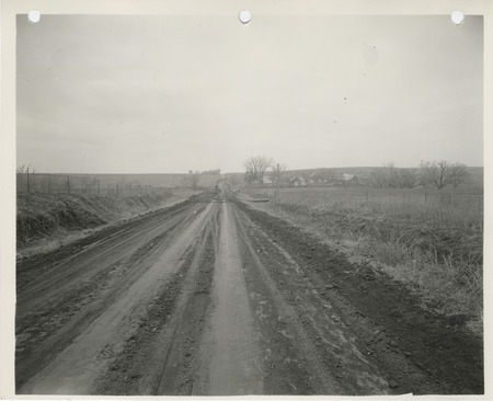 Photograph of grading a farm to market road in Pottawattamie County