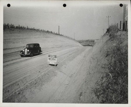 Photograph of a new grade on a farm to market road in Shelby County