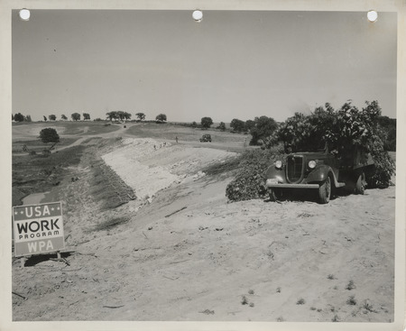 Photograph of the dam and beach at Bedford State Park in Taylor County