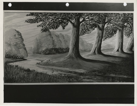 Photograph of a landscape painting exhibited at 418 Old Federal Building in Des Moines