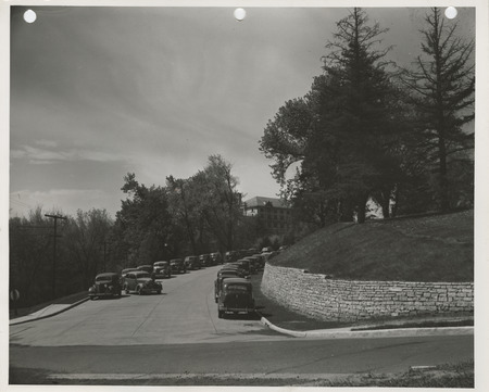Photograph of a retaining wall on the campus in Ames