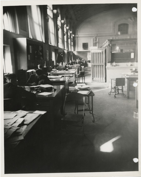 Photograph of people working in the finance department at the city hall in Des Moines
