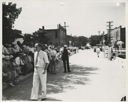 Photograph of people gathered during the dedication of Alden Bridge event