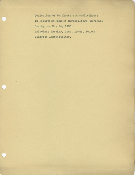 Description of project: bathhouse and shelter house in Riverview Park