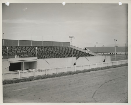 Photograph of bleachers in North Iowa Fairgrounds