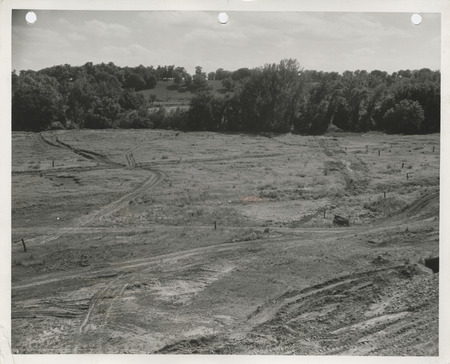 Photograph of the site of grandstand and race track in Hamilton County Fairgrounds