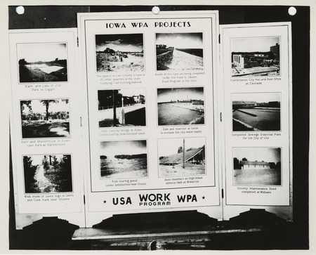 Photograph of the exhibit panel of Iowa WPA projects