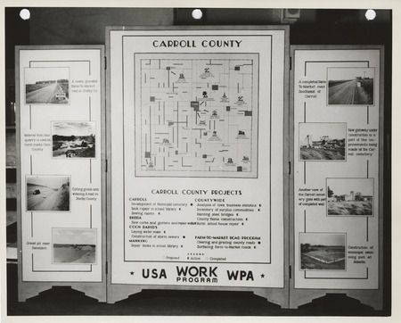 Photograph of the exhibit panel of WPA projects in Carroll County