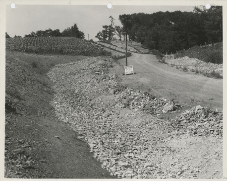 Photograph of riprap along the farm-to-market road in the South of Marion