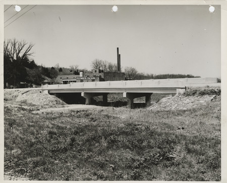 Photograph of bridge construction on the farm-to-market road in Muscatine County
