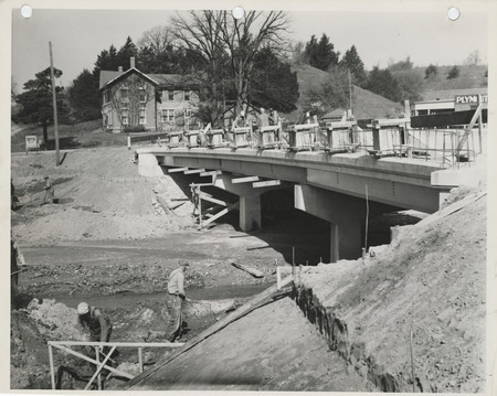 Photograph of bridge construction on the farm-to-market road in Muscatine County
