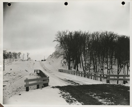 Photograph of farm-to-market road covered with snow in Webster County