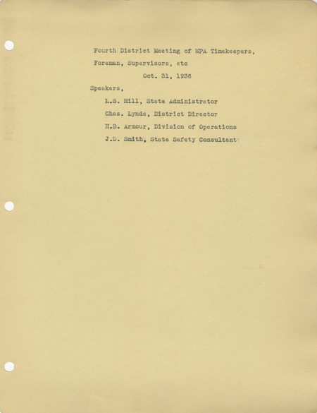 Fourth district meeting of Works Progress Administration, October 31, 1936