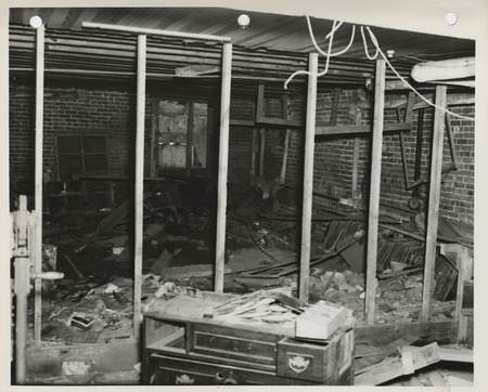 Photograph of a basement workroom at Tabor College in Tabor