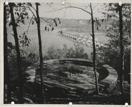 Photograph of a council ring overlooking the Mississippi River at Eagle Point Park in Dubuque