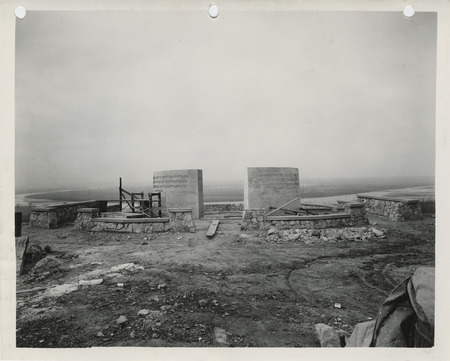 Photograph of the construction of the Lewis and Clark Memorial at Rainbow Point in Council Bluffs