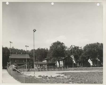 Photograph of floodlights at a softball diamond at Lindsay Park in Davenport
