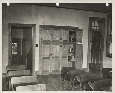 Photograph of a school room in Maple Township in Ida County