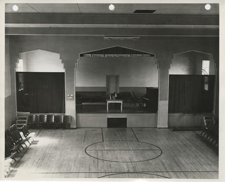 Photograph of the interior of the community building in Hastings