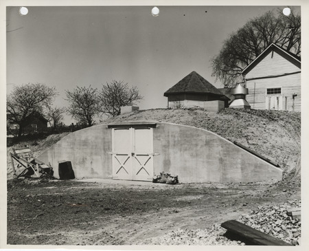 Photograph of a concrete vegetable cellar at a county home in Muscatine County