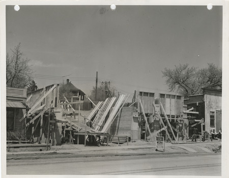 Photograph of construction for the city hall and fire station in Minden