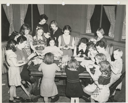 Photograph of puppet construction in Dubuque